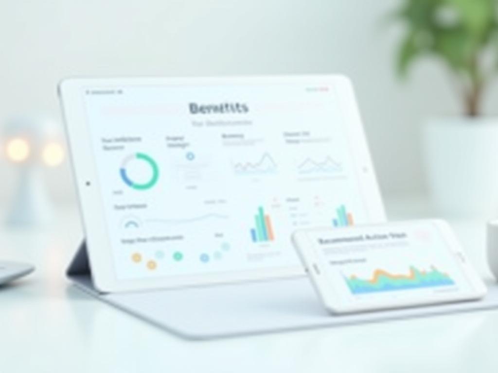 Mockup of a personalized health assessment report displayed on a tablet and phone, showing various charts and data points.