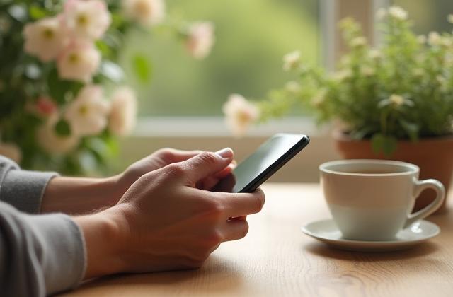 A person enjoying a screen-free moment in a peaceful setting.